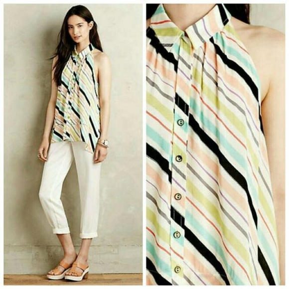 Anthropologie Tops - Anthropologie Maeve striped Tesni Swing medium 8